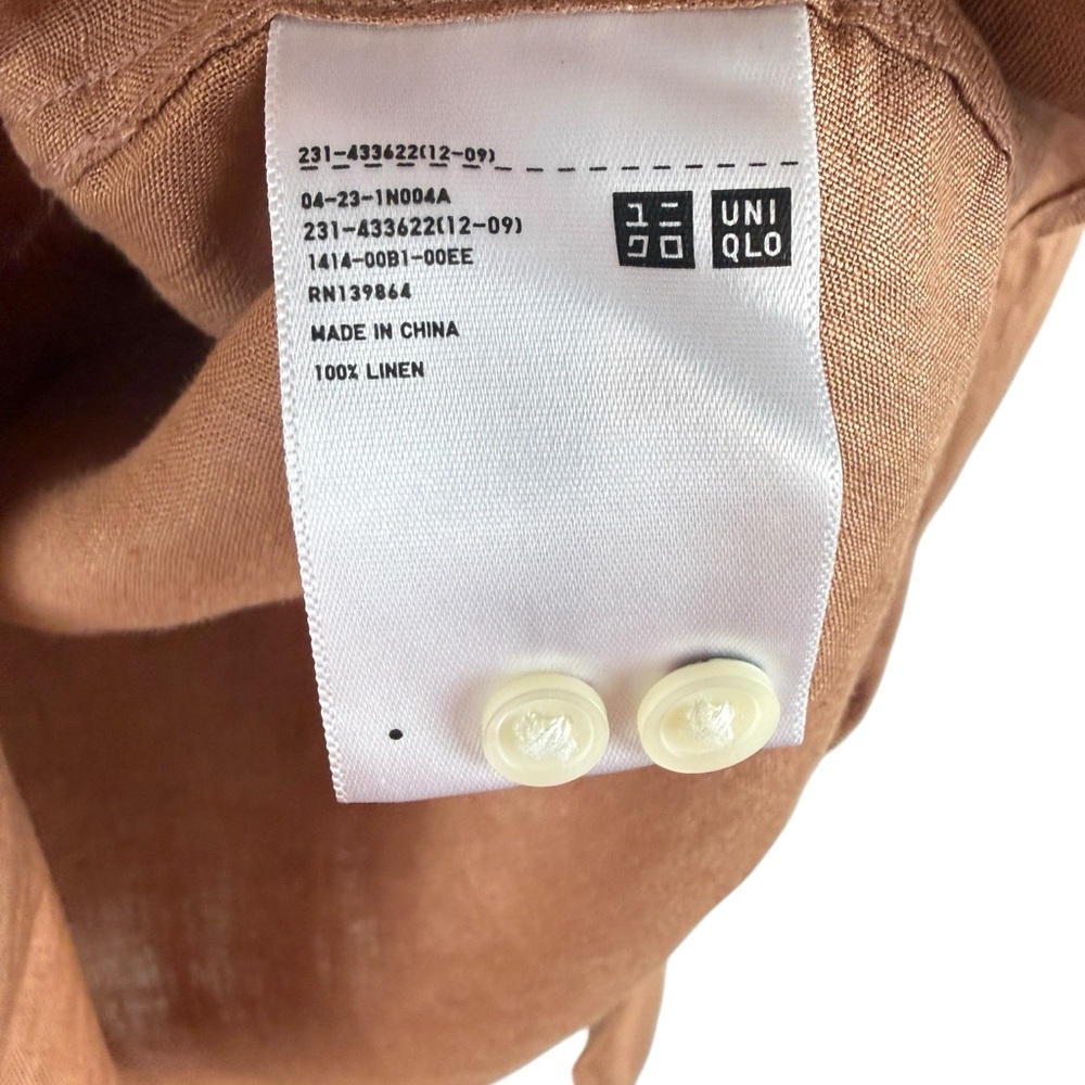 Uniqlo Womens Large  100% Linen Button Up Shirt Long Sleeve Top Blouse NWOT - Picture 5 of 6